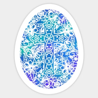 Aqua Blue Easter Egg Pysanky Style | Cherie's Art(c)2021 Sticker